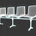 Four Red Public Chairs Connected in a Row with Black Frames