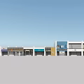 Modern Commercial Street With Colorful Storefronts Retail Shops And Glass Windows
