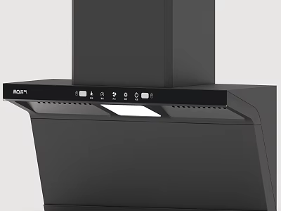 Modern Black Kitchen Range Hood With Control Panel And LED Lighting 3d model