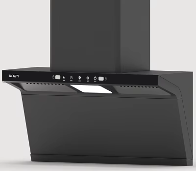 Modern Black Kitchen Range Hood With Control Panel And LED Lighting 3d model
