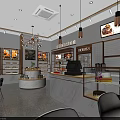 Dessert Shop Interior Design Featuring Glass Display Cases Marble Counter Comfortable Seating And Pendant Lights 3d model
