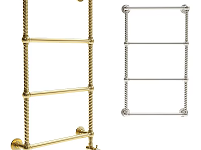 Wall Mounted Gold And Silver Bathroom Racks With Twisted Design And Simple Structure 3d model