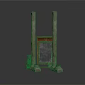 Ancient Building Structure With Stone Pillars Central Frame And Side Stone Slab