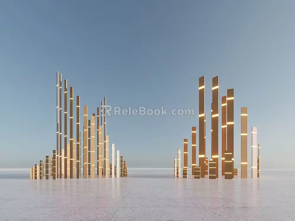 Modern Landscape Lights Landscape Sculpture Landscape Structures Square Structures Spiritual Fortress 3d model