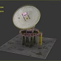 Large Parabolic Antenna Building With Red Circular Structure Stone Pillar Supports On Square Platform