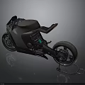 Futuristic Black Motorcycle With Sleek Body Modern Seat And Stylish Wheels