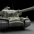 Military Green Tank With Long Cannon Tracks Detailed Turret And Heavy Armor