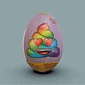 Colorful Egg Shaped Decorative Ornament Set With Rainbow Poop Pattern Heart Eyes And Smiling Face
