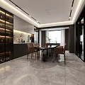 Modern Living Dining Room With Dark Sofa Armchair Coffee Table And City View