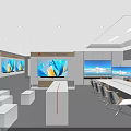 Modern HUAWEI Meeting Room With Long Table White Chairs And Large Screens