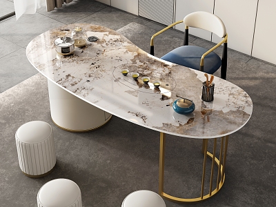 Modern marble tea table and chair combination tea room marble tea table tea table rock plate tea table tea table tea area tea tray tea 3d model