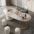 Modern marble tea table and chair combination tea room marble tea table tea table rock plate tea table tea table tea area tea tray tea 3d model