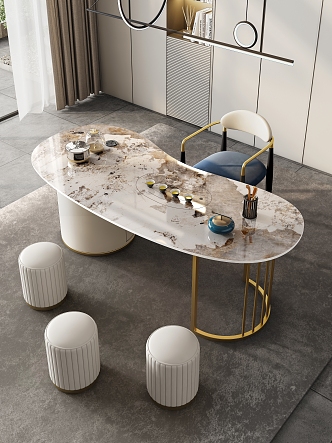 Modern marble tea table and chair combination tea room marble tea table tea table rock plate tea table tea table tea area tea tray tea 3d model