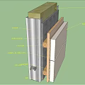 Building Component Sectional View With Metal Frame Insulation Layer And Panels 3d model