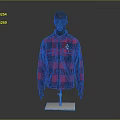 Stylish Red And Black Plaid Collared Shirt On Black Mannequin With Pockets In Gray Background