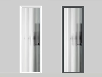Modern Glass Doors With Vertical Stripes In White And Black Frames 3d model