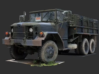 Military Truck With Camouflage Paint Large Tires And Open Cargo Bed 3d model