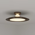 Minimalist Modern Round Ceiling Light With Brown Metal Frame And White Light 3d model