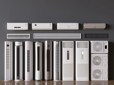Various Types of Air Conditioners and Fans with Different Designs for Home Use 3d model