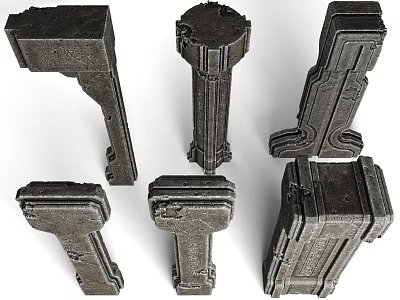 Ornate Black Decorative Architectural Elements With Carved Textures And Various Styles 3d model