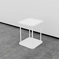 White Square Two Tiered Display Stand on Gray Tiled Floor with White Wall 3d model