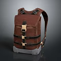Stylish Brown Backpack Featuring Canvas Fabric Metal Buckle Gray Base And Adjustable Straps
