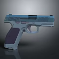 Modern Blue And Purple Pistol With Sleek Body And Tactical Grip Design