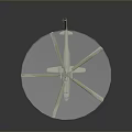 Transparent Circular Display On Blue Base With Green Crossed Straps And Helicopter Model