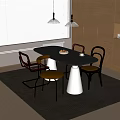Quiet style dining table and chair combination 3d model