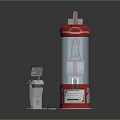 ALPHA Industrial Equipment With Red Gray Body Control Panel And Transparent Cylindrical Container