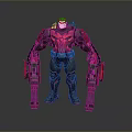 Futuristic Warrior Character In Black And Pink Mechanical Armor With Large Guns
