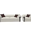 White Two Seater Sofa With Dark Cushions And Elegant Curved Arms Design 3d model