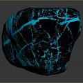 Modern Decorative Ornament Set With Glowing Blue Veins And Black Cracked Stone Texture