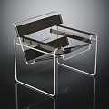 Modern Chair With Metal Frame And Black Seat Backrest Design