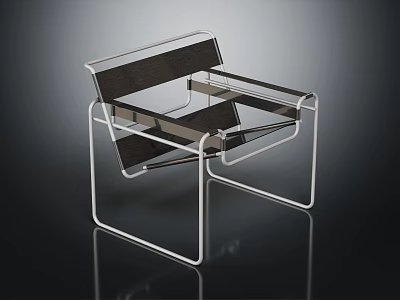 Modern Chair With Metal Frame And Black Seat Backrest Design 3d model