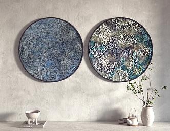 Modern Round Frame Painting Hanging Painting Decorative Painting 3d model