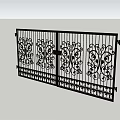 Wrought Iron Double Door Gate With Ornate Scroll Patterns And Decorative Details 3d model