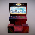Classic Arcade Machine Entertainment Appliance With Colorful Screen Joysticks And Control Buttons
