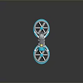 Futuristic Three Wheeled Vehicle With Blue Wheels And Metallic Mechanical Structure