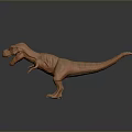 Orange T-Rex Dinosaur Model In Standing Pose With Textured Skin And Reflection