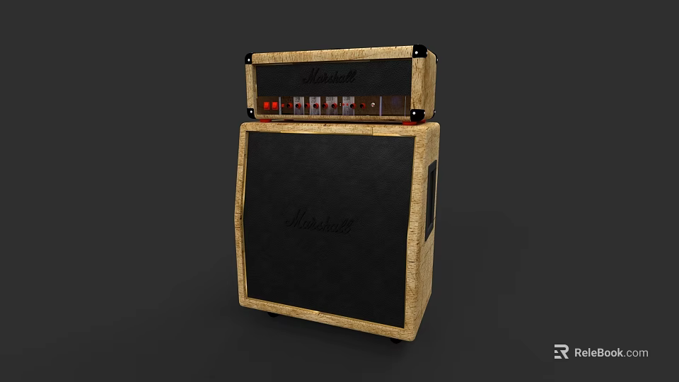 Marshall Stacked Amplifier Speakers With Wooden Frame Black Grille And Classic Design 3d model 