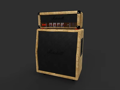 Marshall Stacked Amplifier Speakers With Wooden Frame Black Grille And Classic Design 3d model