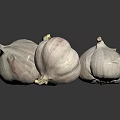 Fresh Garlic Bulbs With White Skin And Firm Texture On Black Surface