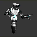Humanoid Robot Character Design With Single Wheel Base White Black Body And Blue Mechanical Accents