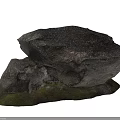 Natural Stacked Stones With Green Moss In Outdoor Garden Scene Design