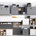 Modern Decorative Cabinets In Gray And White With Multi layered Storage Design