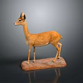 Realistic Lifelike Antelope Specimen Display With Natural Brown Fur And Rock Base