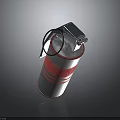 Military Grenade With Gray And Red Stripes Metal Pull Ring And Cylindrical Structure