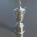 Elegant Silver Trophy With Two Handles Top Statue And Intricate Decorative Base 3d model