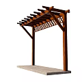 Wooden Garden Pergola with Lattice Top Design and Stone Base Platform Structure